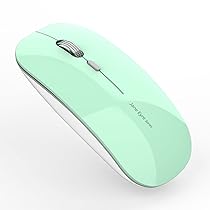 Uiosmuph Q5 Mouse Wireless Ricaricabile,Senza Fili Silenzioso 2,4G 1600DPI Mouse Portatile da Viaggio Ottico con Ricevitore USB per Windows 10, 8, 7, XP, Vista, PC, Mac(Mint Green)