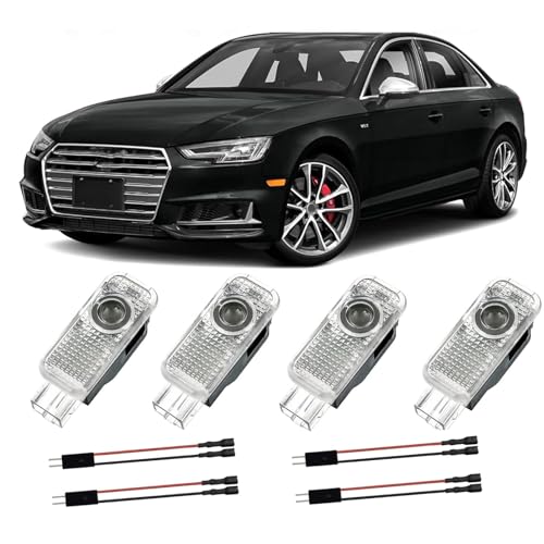 4 Pièces LED Lumière de Projecteur de Voitur pour Audi, Eclairage Porte pour A1/A3/A4/A5/A6/Q3/Q5/Q7/A7/A8/R8/TT, Lumière de Porte de Voiture