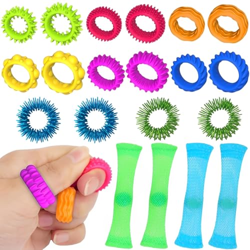 20 Stück Fidget Toys Set - 12 Fidget Ring 4...