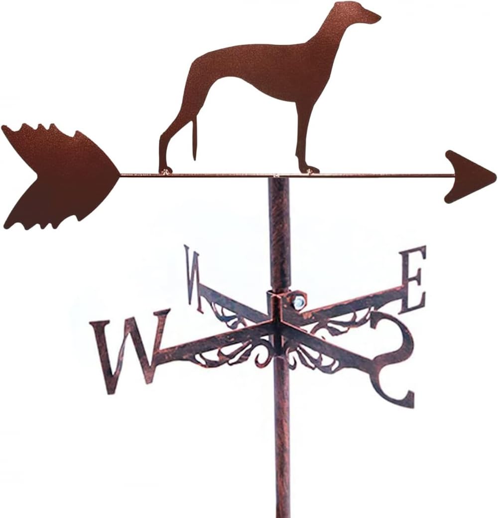 WIQUYBML Wind Vane for Roof Hound Weather Outdoor Gardens weathervane Iron Art Weathercock Coating Houses Patio Lawns