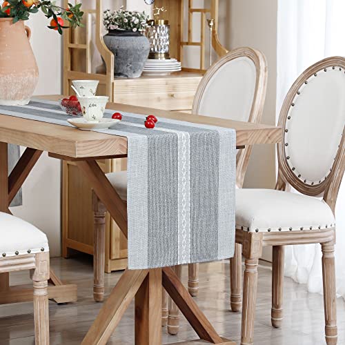 image for NEWISHER Braided Striped Table Runner Rustic Embroidery Coffee Table R