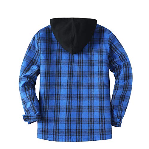 Image of ZENTHACE Men's Quilted Lined Hooded Plaid Jacket,Zipper & Snap Closure