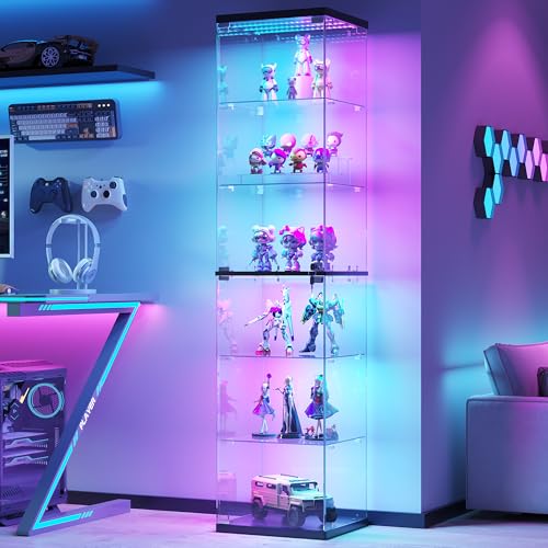 6-Tier Clear Curio with Motion Sensor