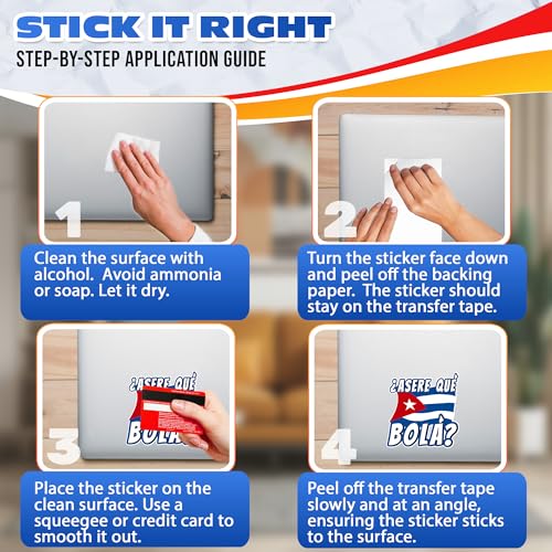 Image of 3 Pcs Cuban Stickers for Cars - Vinyl Car Window Stickers (3 inchx4 inch), Cuban Flag for Car, Laptop, Bumper, Helmet & Water Bottle, Asere Que Bola Decals - Easy Application, Fade Resistant & Waterproof