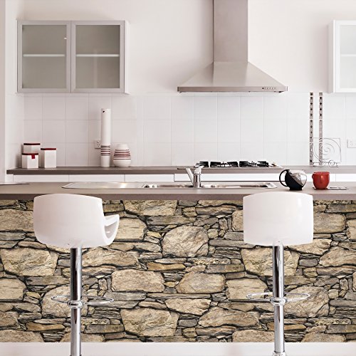 Nuwallpaper Nu2065 Hadrian Stone Wall Peel & Stick Wallpaper, Brown #TOP2