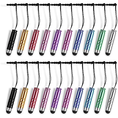 homEdge Universal Stylus Pen in Bulk, Set of 20 Packs Portable Stylus Pens with 3.5mm Jack, Compatible with All Device with Capacitive Touch Screen - 10 Color Cover