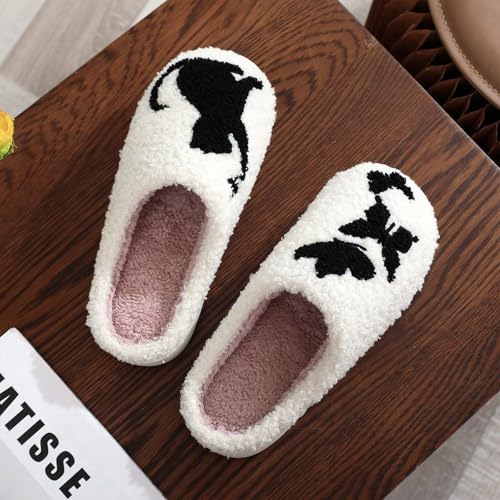 Image of Highland Cow Slippers for Women Plush Scottish Highland Cow Animal Slippers Warm Non Slip Home Indoor Slippers
