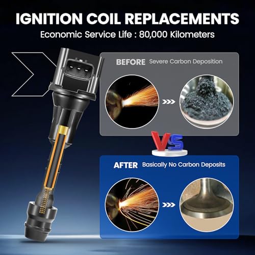 Image of Set of 8 Ignition Coil UF551 Compatible with Nissan 07-15 Armada 08-15 TITAN 08-12 Pathfinder 12-17 NV2500 NV3500 5.6L, Compatible with INFINITI QX56 V8 5.6L Replacement for C1672 22448-ZE00C