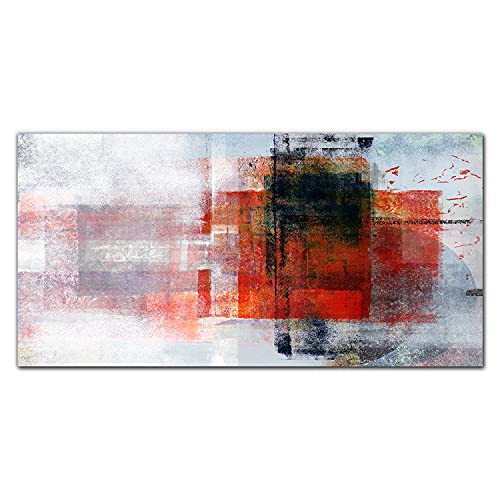 Tableau en verre 100x50cm abstraction rouge gris Coloray pour salon
