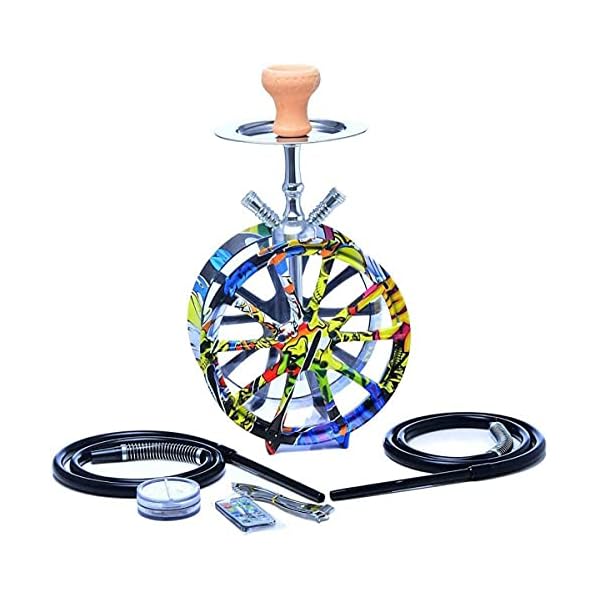 YUNZHIDUAN Shisha Set, 2 Schläuche Arabische hochwertige Shisha, Shisha mit Graffiti Wheel Außendesign, mit Diffusor… – Bild 5