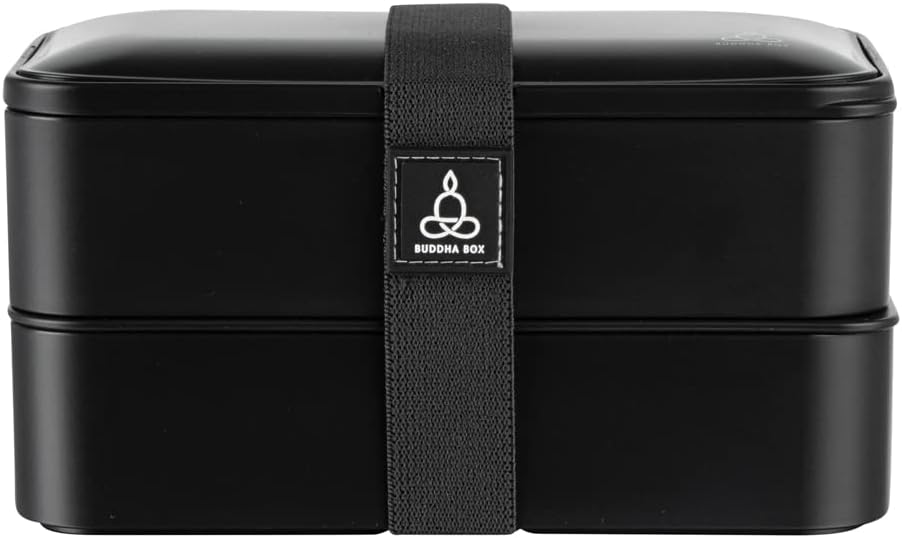 Restaurantware Bento Tek 40.5 Ounces Stackable Lunch Box 1 Reusable Adult Lunch Container - With Utensils Included Sauce Cup Black Plastic Layered Lunch Box Microwavable Dishwashable - Image 17