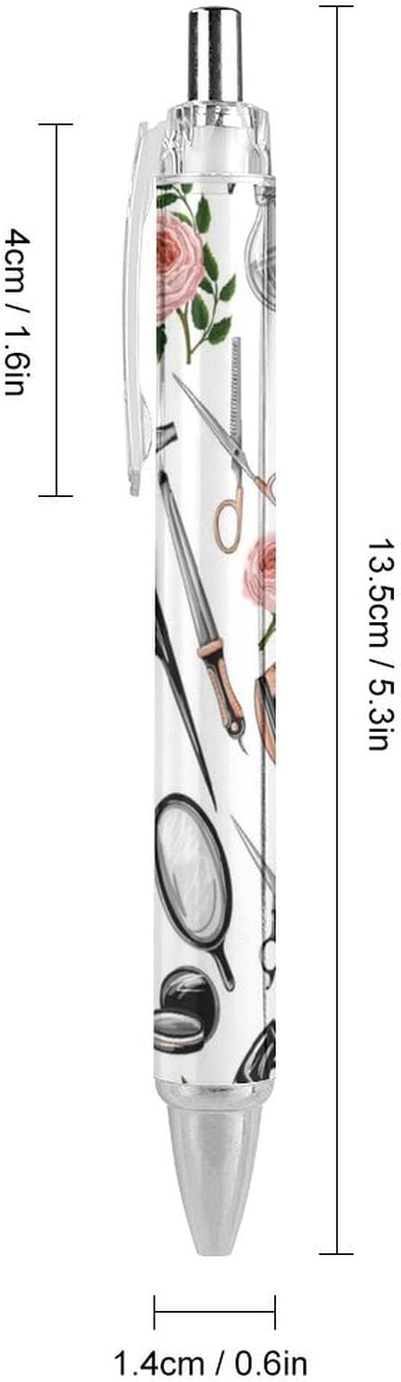 Barber Tools Salon Kits Black Ballpoint Pens Fine Point 0.5mm Retractable Ballpoint Pen Flexible Round Barrel Work Pen 4 PCS, style, dsfjfcer4354
