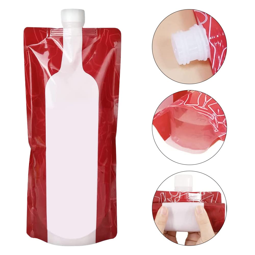 JIEDALIN 2 Pcs 750 ml Portable Reusable Plastic Wine Bottle Pouch Portable Drink Pouches Pouch Collapsible Liquid Leak Proof Flask Holder for Wine Liquor Beverages - Image 3
