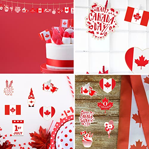 36 Pcs Happy Canada Day Hanging Wooden Ornaments 1St July Party Wood Slices Decoration For Classroom Canada Flag Maple Leaf Patriotic Tags With String For Canadian Themed Party Home Celebration Decor #TOP4