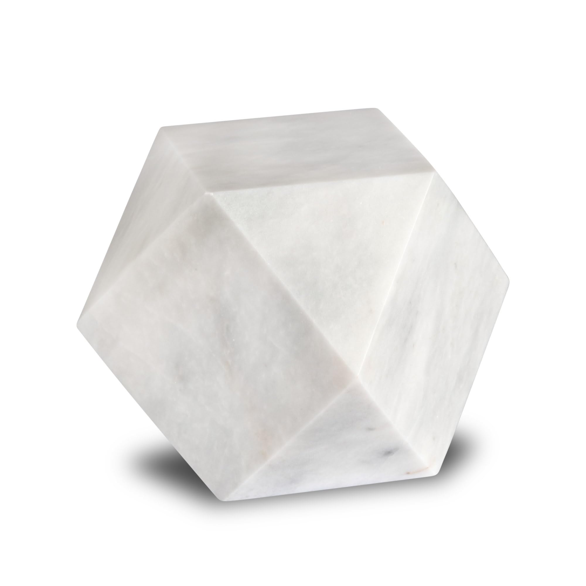 4.75" Diamond Bookend Natural Himalayan Marble Modern Heavy Decorative Stone Book End (White)