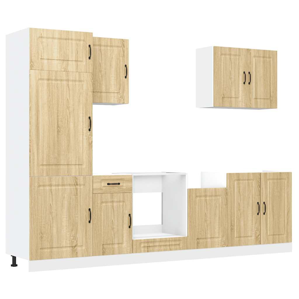 Armadi da cucina Armadi per sala da pranzoSet Mobili da Cucina 7 pz Kalmar Rovere Sonoma in TruciolatoAdatto per cucina sala da pranzo balcone