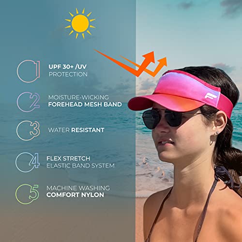 Sun Visor Hat, Beach Tennis Sun Hat, Upf 30+ Protection, Flex Stretch Elastic Band, Moisture-Wicking Mesh Interior (Sunset) #TOP1