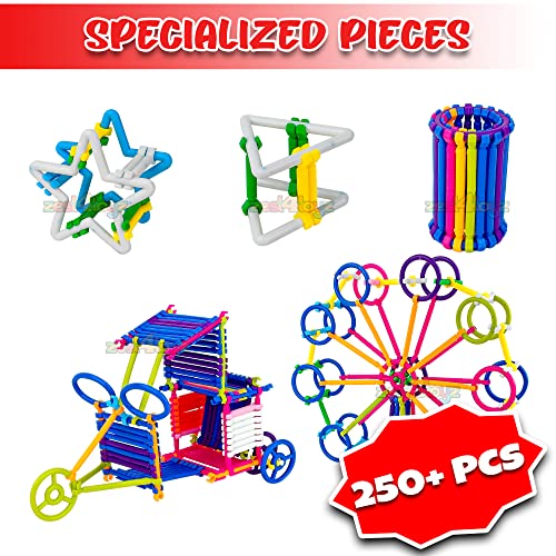 Image of zest 4 toyz Stick Games 250+ Assembly Colorful Straw Educational Smart City Building Blocks for Kids Smart Stick Games Puzzle Blocks Activity Play Toys for Boys & Girls