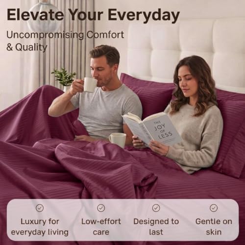 Image of Living Roots Glace Cotton 180 TC Single Bedsheet with 1 Pillow Cover |Single Size 60 x 90 Inches |Soft, Breathable & Durable |Fits Mattress up to 4 Inches |No Colour Bleeding (Maroon)
