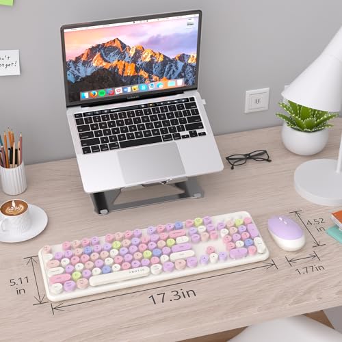 Image of UBOTIE Colorful Wireless Keyboard and Mouse Combo (White-Colorful)