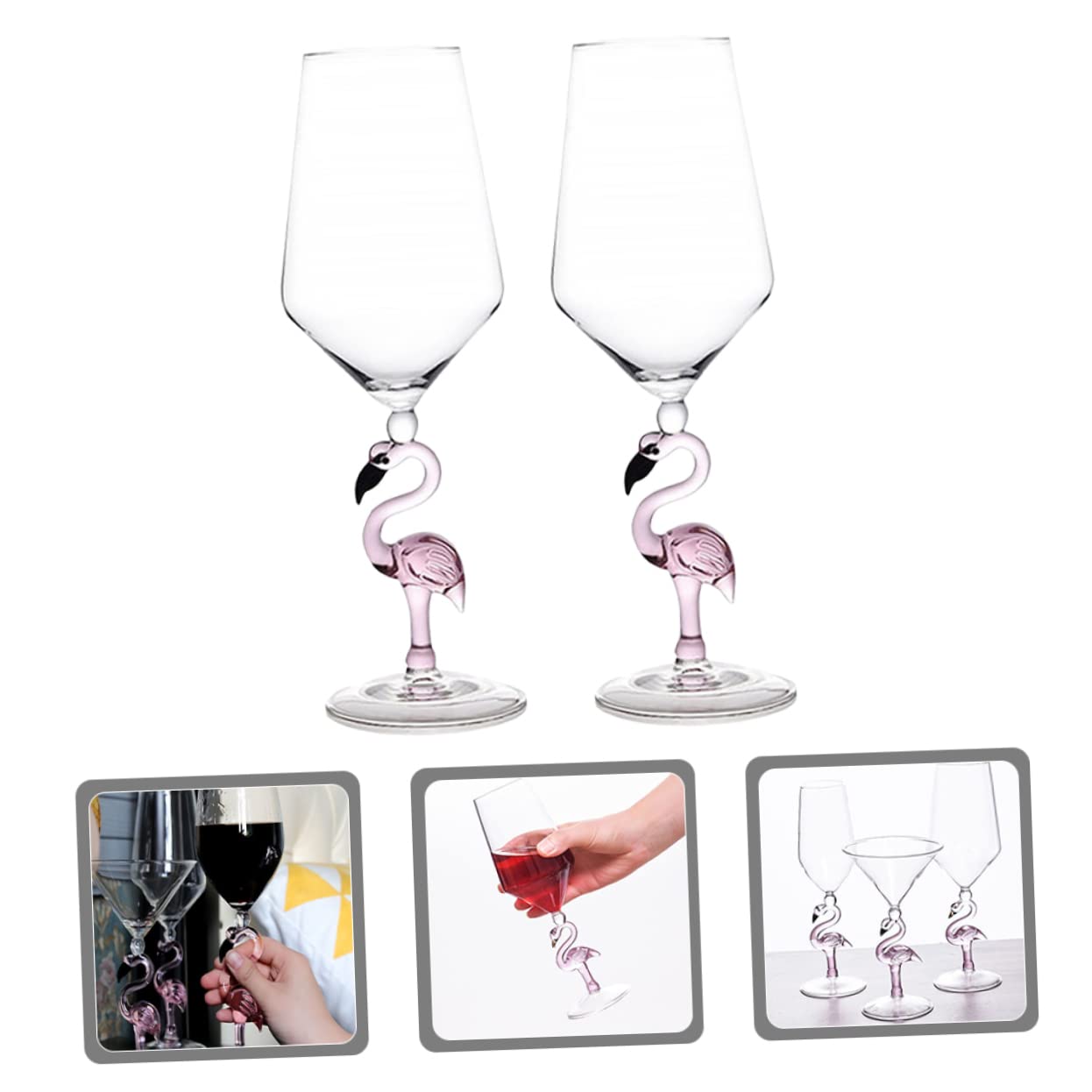 Amosfun Verres à Vin Résistant à L'usure en Verre Lot de 2 Domestique Design Créatif et Délicat Capacité 330 Ml pour Fêtes et Bars