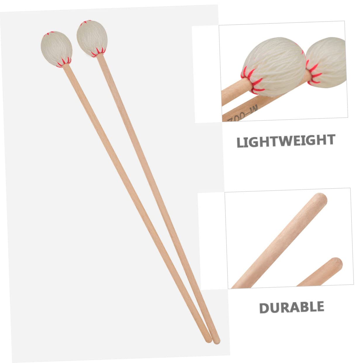 TOYANDONA 2 Stück Professionelle Marimba Hämmer Trommelschlägel aus Robustem Ahornholz mit Langem Griff für Schlaginstrumente