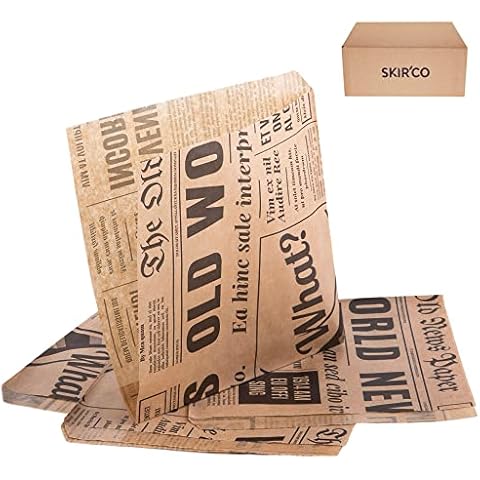 SKIR'CO (Pack of 250 pcs) 15 x 15 cm Paper Bags For Food Packaging, Greaseproof Fast Food Storage, Food Wrap, Burger Fries Bags (250) Cover