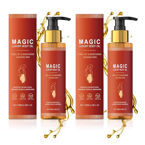 Magic Luxury Body Oil 2 Stück Glow Remedy Oil Strafft und Hebt Schlaffe Haut Schnelle Absorption Verbessert die Elastizität für Alle Hauttypen 100ml