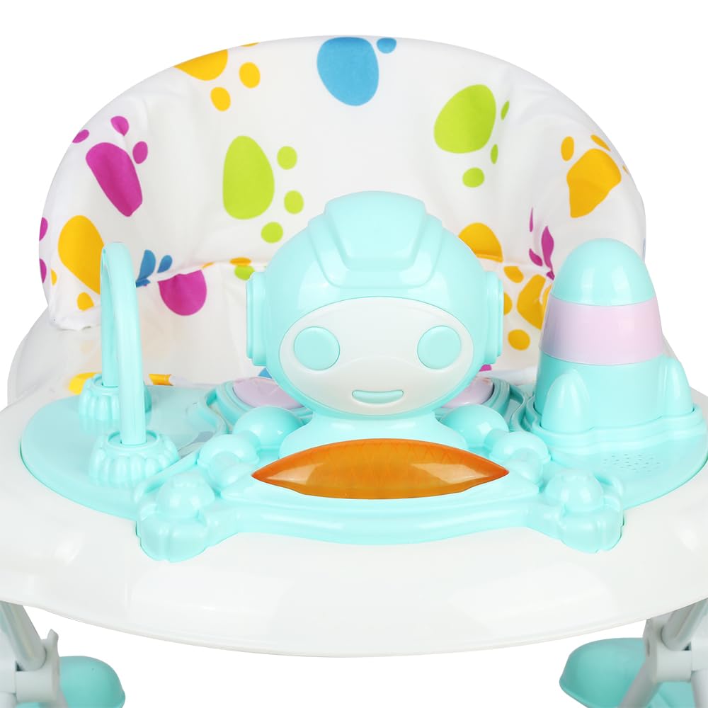 Andador Bebe Caminar Plegable, Andador de Bebé Multifunción con Ruedas Silenciosas Centro Actividades Bandeja Extraíble Antibalanceo 6-18 Meses (62 x 68 x 36-81 cm - Verde)