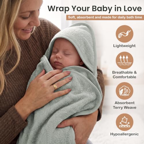 Image of 100% Organic Cotton Hooded Woven Towel for Toddler Unisex 31x31 in