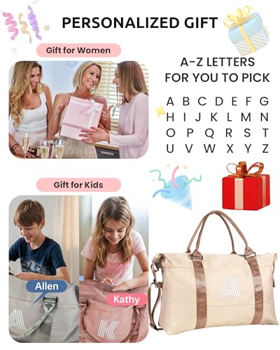 Image of Gifts for Daughter, Initial Travel Duffel Bag, Sports Bag | Personalized Weekender Bags with Shoulder Strap, Monogram Overnight Bags, Gift for Friend Sister Women gifts