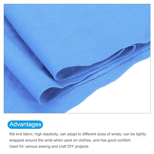 Image of MECCANIXITY 47 inch Elastic Cuffs Ribbed Trims Cotton Fabric Knit Rib Stretch Tape Cuff Sleeve Waistband for Sewing, 20 inch Wide Light Blue