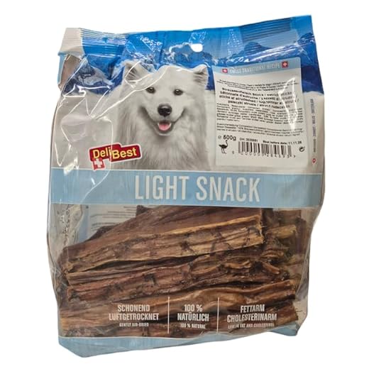DeliBest Light Straussen Sticks I Straussensehnen für Hunde I Hundeleckerli getreidefrei kalt geformt - schmackhafter Hunde Snack aus frischem Fleisch I 500g