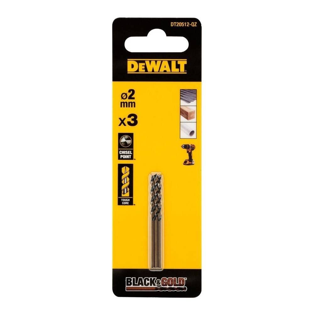 DEWALT DT20512-QZ DT20512-QZ-3 Brocas Black&Gold 2 mm, Silver
