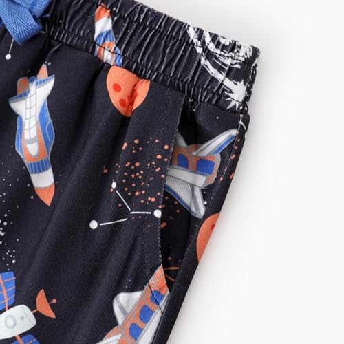 Boys Casual Print Pants Loose Elastic Waist Long Trousers with Pockets2