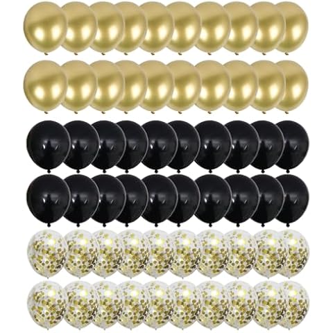 Gold Confetti Metallic Gold and Black Balloon for Graduation Wedding Birthday Baby Shower Party Decorations Cover