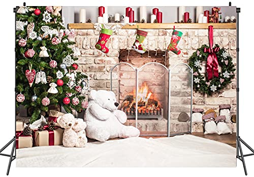 Ltlyh 7X5Ft Christmas Photography Backdrop Christmas Fireplace Photo Backdrop Christmas Trees Xmas Gifts Backgrounds Christmas Eve Holiday Party Photo Studio Props Backdrop 159 #TOP2
