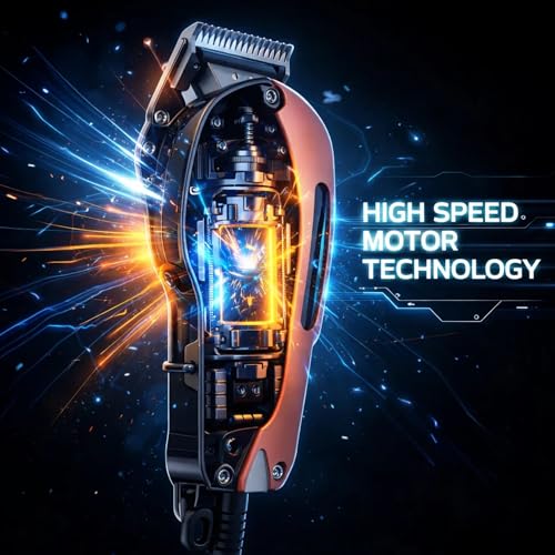 Image of Asbah Professional Fine Cut Clipper | Corded Trimmer With 8 Guide Comb| One Year Warranty, Lifetime Repair & Services, Multicolour