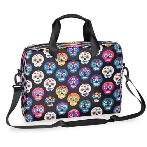 Maletín para portátil con diseño calavera colorida 13" a 16" miniatura 1