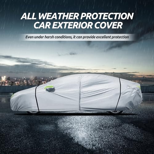 Image of Car Cover Custom Fit for Model 3 Car Cover 2017-2026, Migaven Waterproof Full Exterior Cover Sun Rain Protection with Door Zipper and Cotton Lining