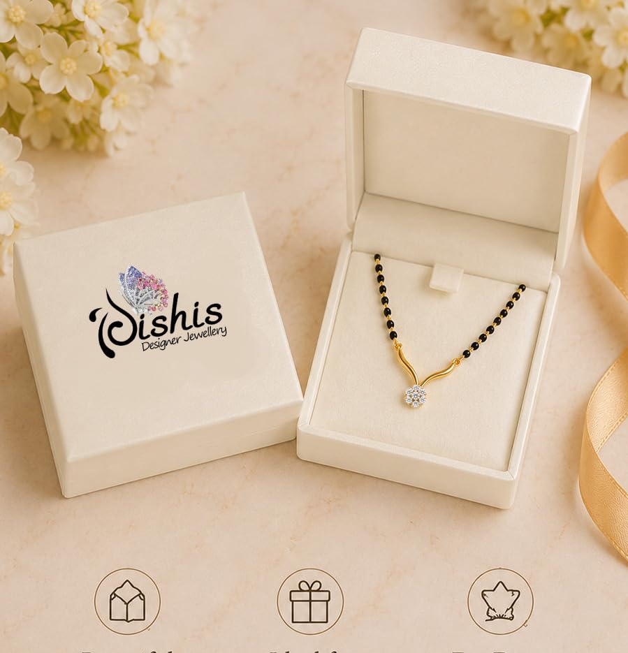 Image of DISHIS 14 /18K Yellow and Diamond Tanmaniya Mangalsutra for Women
