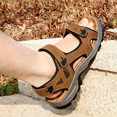 Leisure Men Shoes Beach Sandals Genuine Leather Sandals Soft Large Size Men's Sandals(43)2