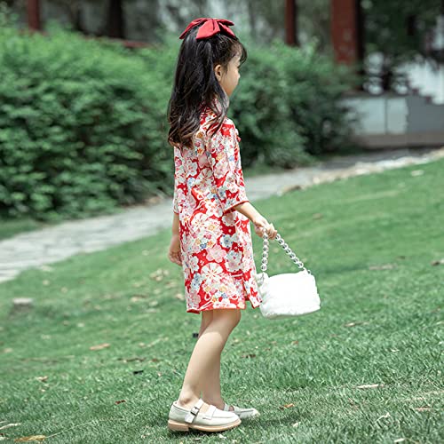 KAGAYD Chinese Girls Dress Peony Rose Qipao Half Sleeve Cheongsam Wedding Dresses Princess Birthday Party Costume4