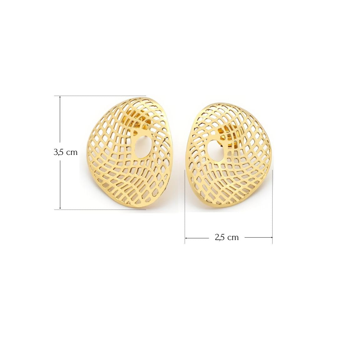 Pendientes Aurea chapados en Oro 18K. Pendientes de brillo intenso, Joyas para Mujer, Joyas Ligeras, Versátiles y Atemporales. Regalo para Mujer. (Oro Amarillo 18k)