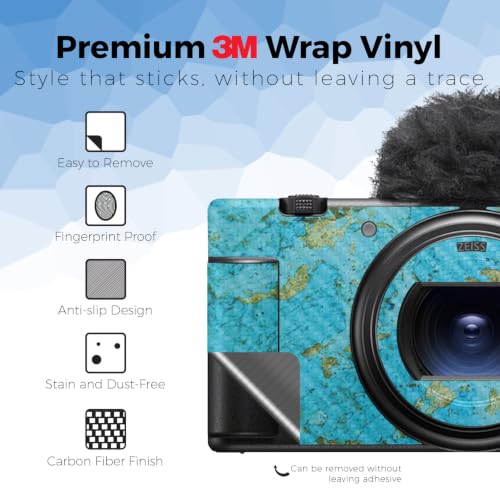 Image of Carbon Fiber Camera Skin Compatible with Sony ZV-1 Mark II (2023) - Teal Marble - Premium 3M Vinyl Protective Wrap Decal Cover - Easy to Apply | Crafted in the USA by MightySkins