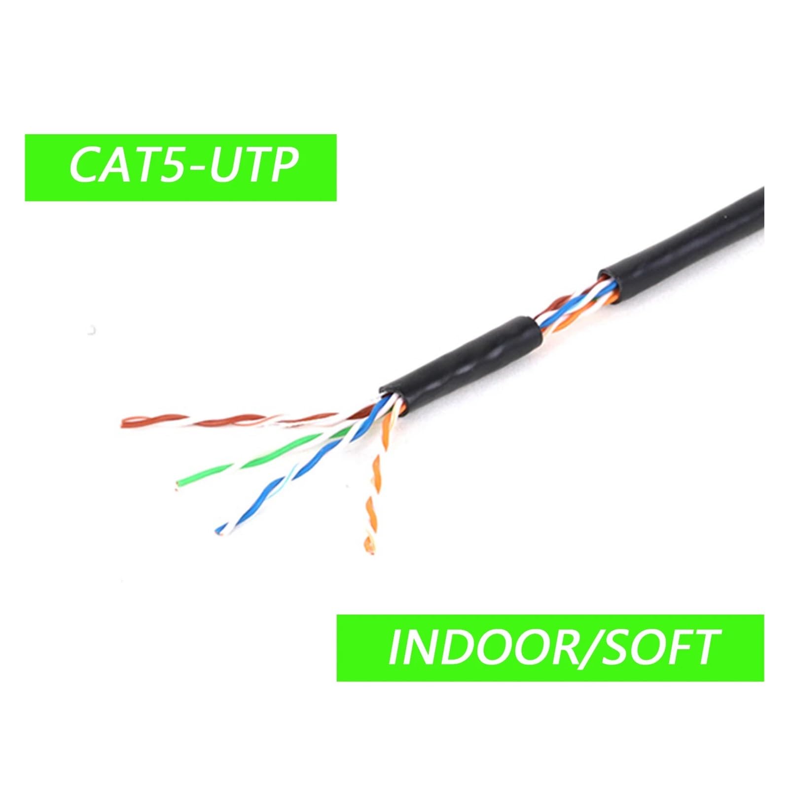 Câble d'extension Ethernet Cat5/CAT6 UTP/STP/SFTP 100 m for intérieur et extérieur, non blindé/blindé, connecteur RJ45(CAT5-Indoor-UTP)