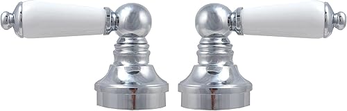 Fit Price Pfister - Manijas de porcelana con palanca, vástago de compresión Fit Pfister con conexión de 12 ranuras, con ribete cromado - por PlumbUSA