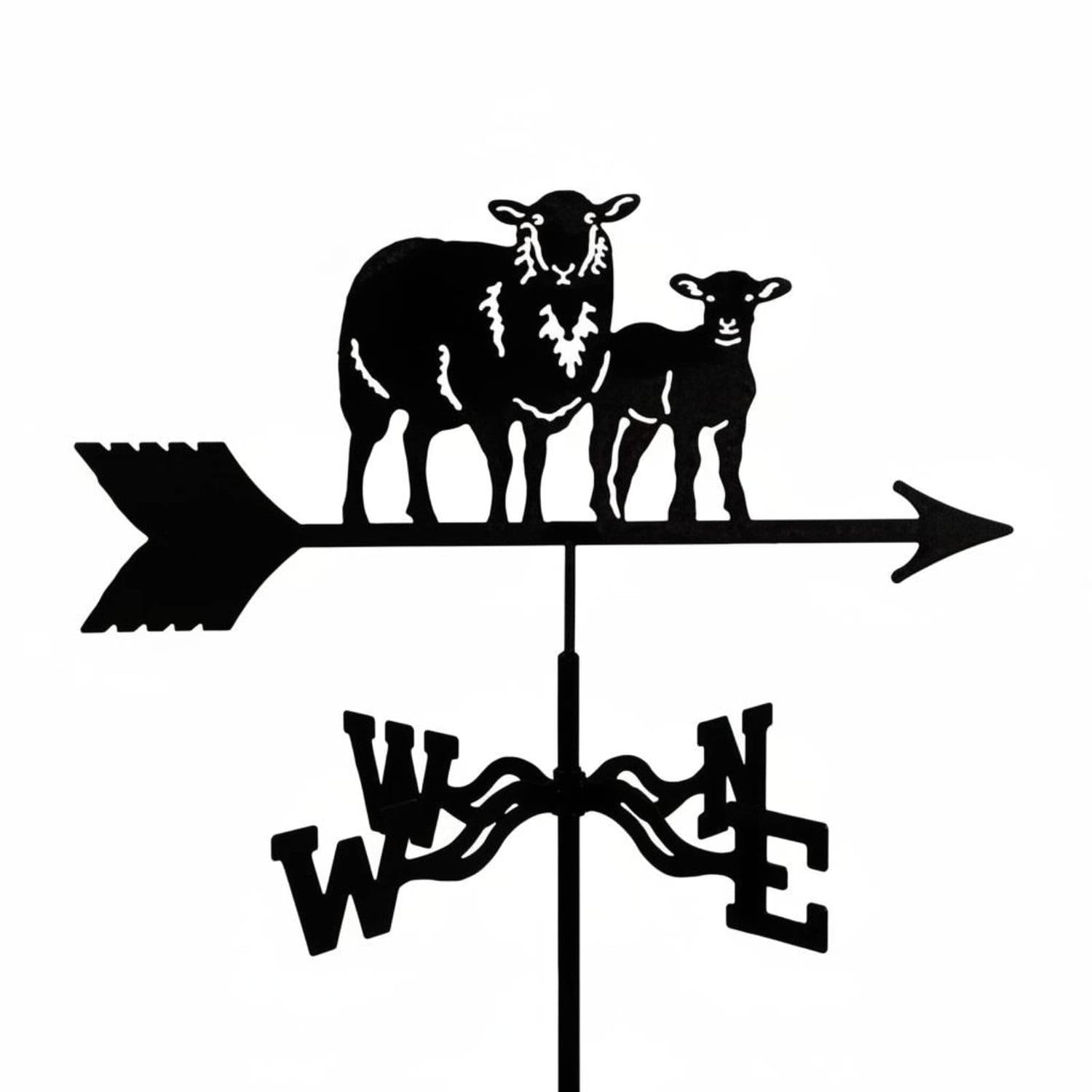 Spray Painted Finish Metal Weather Vane European Design Wind Direction Indicator Long-Lasting Garden Wind Vane Rustproof for Yard, Farmhouse, Shed, Two Sheep-image-43