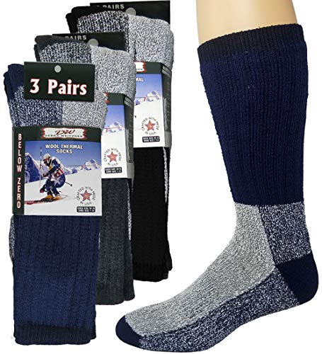 Thermal Socks Merino Wool For Men and Women - Extra-Warm Winter Cold Weather Boot Socks by Debra Weitzner (3 Pairs)
