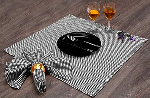 Native Fab Houndstooth Vintage Cloth Dinner Napkins Set of 12 Cotton 18x18 Soft Absorbent Restaurant Hotel Quality - Everyday Easy Care Washable Wedding Dinner Napkins Bulk - Grey